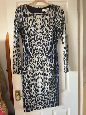 £12.50 • Buy Reiss 1971 Pencil Dress Size 10 Navy / Light Grey Leopard Print 