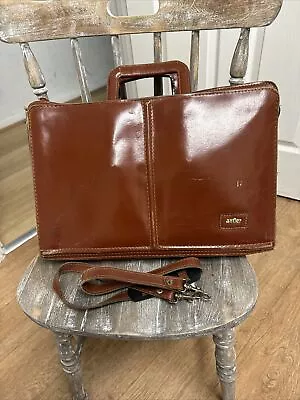 Vintage Antler Brown Leather Laptop Briefcase Messenger Bag • £14