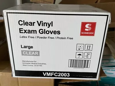 1000 Schneider 4mil Disposable Clear Vinyl Exam Glove Latex/Powde/Protein Free-L • $29.99