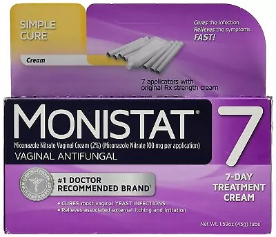 Monistat 7 Vaginal Antifungal Cream With Disposable Applicators 1.59 Ounce Tube • $15.42