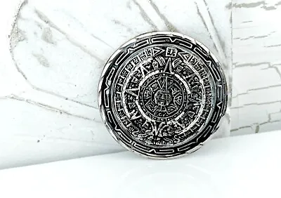 Old Mexico Sterling Silver Aztec Calendar Mayan Inca Pin Brooch Pendant Taxco • $44.95