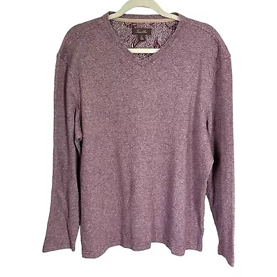 Tasso Elba Men Sz XL Purple V-Neck Sweater Long Sleeve Shirt Cotton • $18.99
