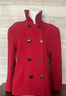 Vintage Christian Dior The Suit Red Blazer Womens  Made USA 100% Wool • $62