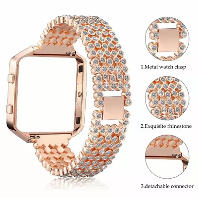 Bling Rhinestone Stainless Steel Bracelet Watch Band Strap+Case For Fitbit Blaze • $32.93