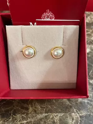 MAJORICA Silver Plated Pearl Earrings New With Tag • $45