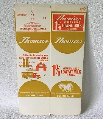 Vintage Cardboard Milk Carton THOMAS BROS DAIRY Black River Falls Wi HALF GALLON • $19.98