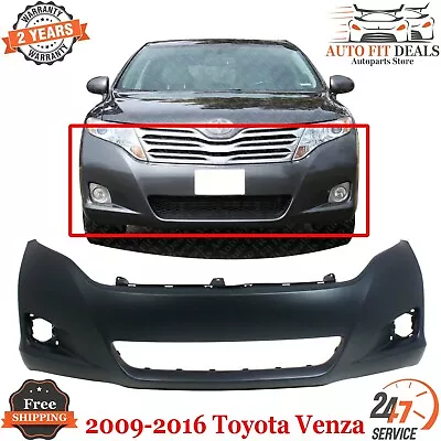 Front Primed Bumper Cover W/ Fog Lamp Holes For 2009-2016 Toyota Venza LE  AWD • $129.31