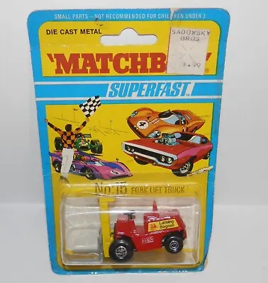 Vintage Matchbox Superfast #15 Lansing Bagnall Fork Lift Truck In Pack 1972 NOS • $12.99