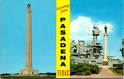 U.S.S.Texas Battleship Pasadena TX Naval Postcard Chrome Unposted A1271 • $5.95