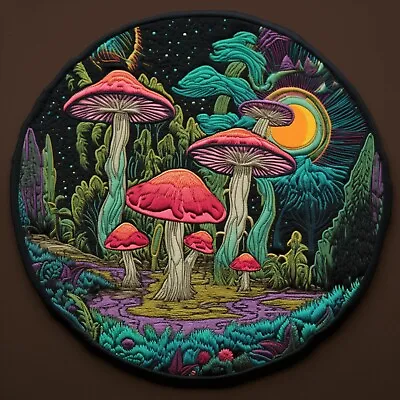Mushroom Patch Iron-on Applique Boho Psychedelic Decorative Toadstool Fungus • $4