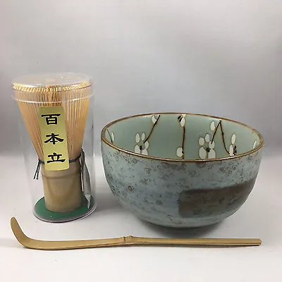 $31.95 • Buy Japanese Ume Matcha Cup Bamboo Scoop 100 Whisk Tea Ceremony Set Made In Japan
