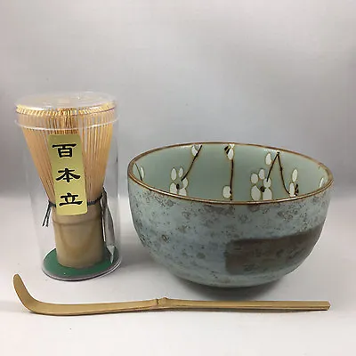 Japanese Ume Matcha Cup Bamboo Scoop 100 Whisk Tea Ceremony Set Made In Japan • $31.95