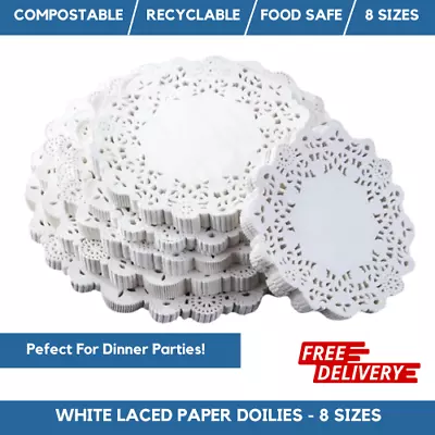 250 Pack Round Paper Doilies White Lace Paper Doyleys Party Wedding Tableware • £10.99