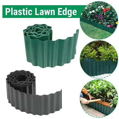 9M Flexible Plastic Green Garden Grass Lawn Path Edging Edge Border Patio Roll • £6.49