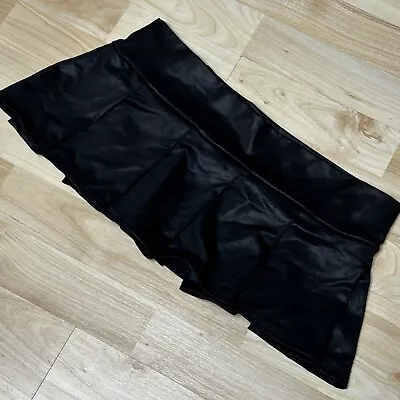 Micro Mini Belt Skirt Pleated Shiny Stretchy Goth Gothic Punk Dancer Sexy S/M • $24.95
