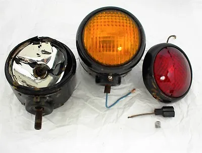 2 Vtg GUIDE D-68B RED AMBER LIGHTS LAMP BUS TRACTOR TRUCK CAR TRAILER 4  USA • $125