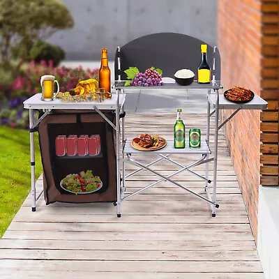 Xh14645 Folding Design Camping Kitchen Station Outdoor Kitchen Station For Bbq • $80.75