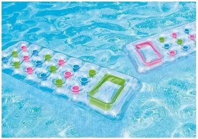Intex Transparent Mattress With Pockets Pool Lounge Float Air Bed Mat Sun Summer • £12.29