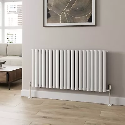 Designer Radiator Horizontal White Oval Column Rads Single Panel 600x1200mm • £103.97