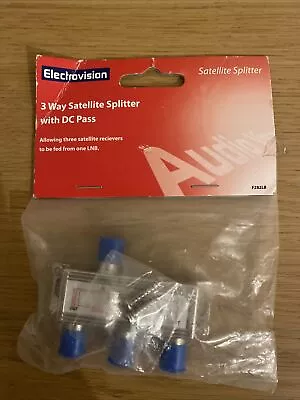 Electrovision 3 Way Satellite Splitter With DC Pass & Screws F282LB *Free Post* • £4.99