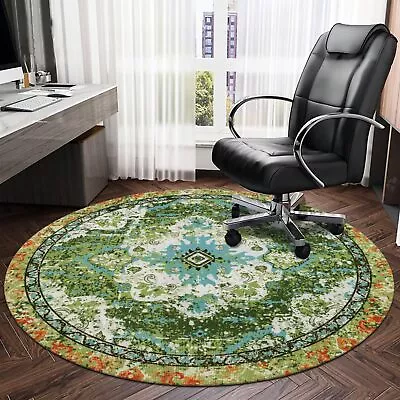 Vintage 4 Ft Round Desk Chair Mat Non Slip Desk Floor Mat For Hardwood Floor Wat • $40.94