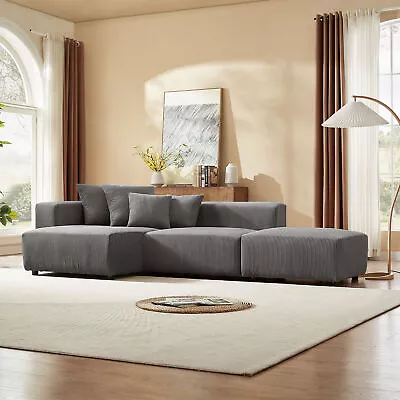 Modern L-Shaped Soft Corduroy Sectional Modular Sofa 3 Piece Set Living Room • $1267.68