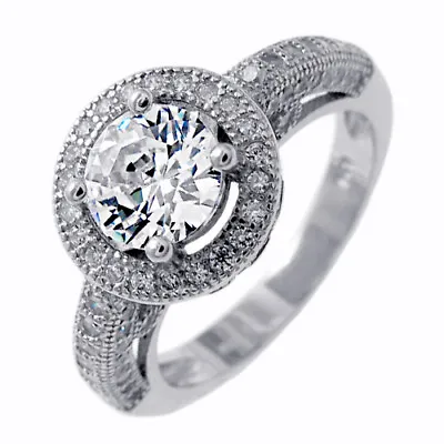925 Sterling Silver 1.78 Carat CZ Micro-Pave Engagement Wedding Ring Size 6-8 • $13.99