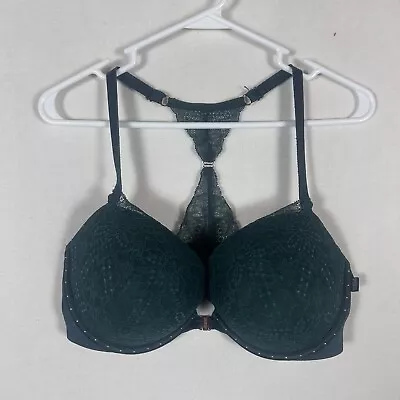 Victoria’s Secret PINK Women’s Size 36DD The Date Push Up Bra Green Lace Sexy • $15.98