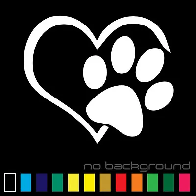 Heart Paw Sticker Vinyl Decal - Dog Cat Pet Puppy Love Wall Decor Car Window • $1.99