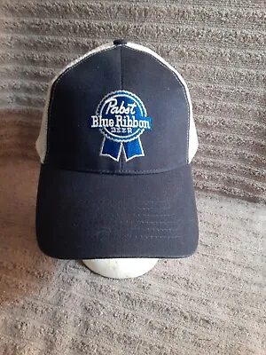 Pabst Blue Ribbon Patch Pbr Mesh Trucker  Hat Cap Adjustable Curved Bill • $17