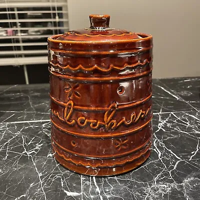 Marcrest Stoneware 1950's Brown Cookie Jar Daisy And Dot Oven-Proof Mid-Century  • $39.99