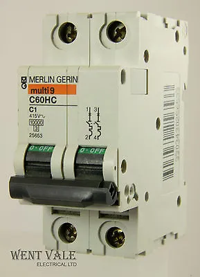 £22.58 • Buy Merlin Gerin Multi 9 - C60HC201 - 1a Type C Double Pole MCB Unused
