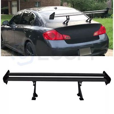 53  Universal Adjustable Double Deck Trunk Spoiler Wing Matte Black Aluminum • $83.99