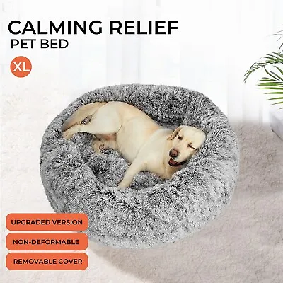 Skylos Dog Bed Cat Beds Washable Large Puppy Soft Warm Calming Cushion Round • £28.99