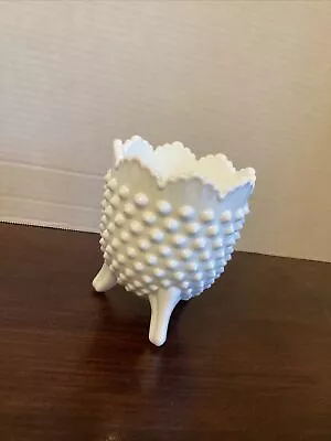 Fenton Milk Glass Hobnail Footed Candy Dish Bowl 4.5   Tall • $13.99