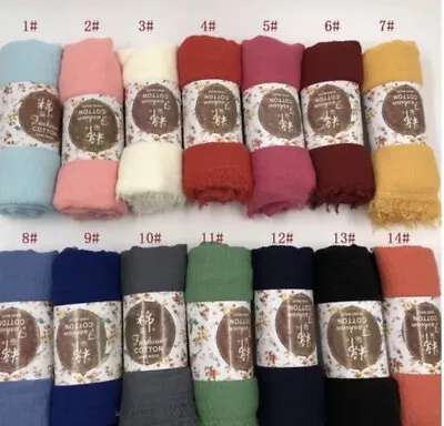 Premium Cotton Crinkle Hijab Scarf Viscose Wrap Cotton Blend Crinkle Headscarf • $5.99