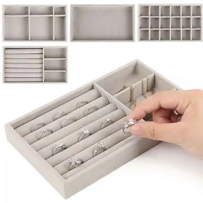 Velvet Jewelry Display Organizer Box Tray Holder Earring Ring Storage Case New • $6.79