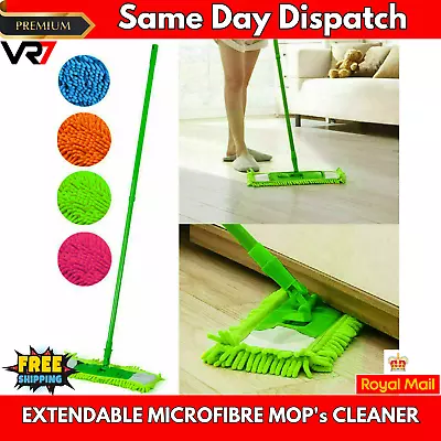 EXTENDABLE MICROFIBRE MOP's CLEANER SWEEPER WOODEN LAMINATE TILE FLOOR • £10.99