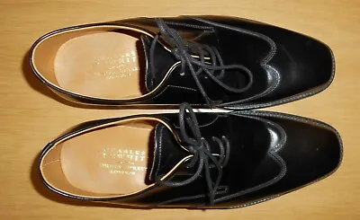 CHARLES TYRWHITT Mens Black Leather Wing Cap Lace Up Shoe UK 6 .J New With Box • £75.50