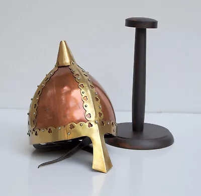 Viking Norman Nasal Medieval Helmet With Display Wooden Stand Wearable Armour • $88.82