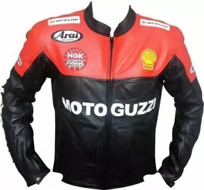 MOTO GUZZI Motorcycle Leather Racing Jacket All Sizes Available XS To 3XL • $194.42