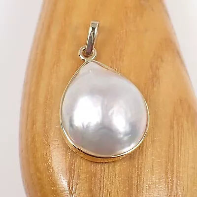 19x16 Mm Pear Teardrop Australian Mabe Pearl Pendant 375 9k 9ct Yellow Gold P95 • $201.97