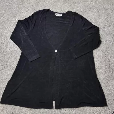 Vikki Vi Open Front Jacket Women Plus Size 18W Top Solid Black Stretch Blouse • $12.75