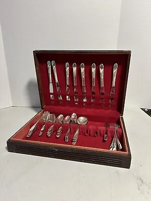 55 Piece Wm. A. Rogers Sectional Oneida Ltd. Flatware Silverware W/ Wood Case • $59.99