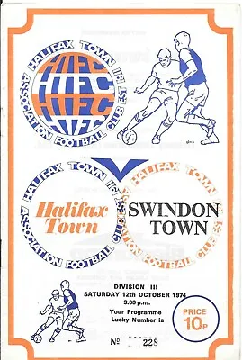 Halifax Town V Swindon Town 1974-75 • £1.75