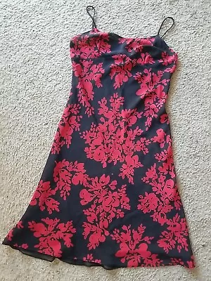 NEW Vintage BEBE /USA Romantic Chiffon Soft Dark Red Floral Dress Fix XS S  • $26.80