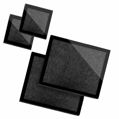 £34.99 • Buy 2 Glass Placemates & 2 Glass Coaster  - Black Granite Rock Effect  #3321