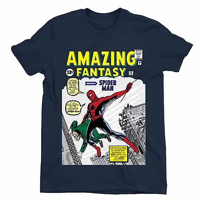 £14.99 • Buy Spiderman Amazing Fantasy Comic Book Men's Navy T-Shirt