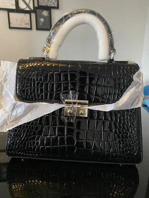 £49.99 • Buy CHRISBELLA LATEX GENUINE LEATHER Black NEW -Designer X Body Shoulderbag Handbag