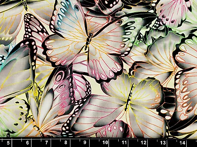 Tina Scrap BUTTERFLIE Packed Large Rainbow Monarch Colorful Cotton 9 X21  FABRIC • $2.79